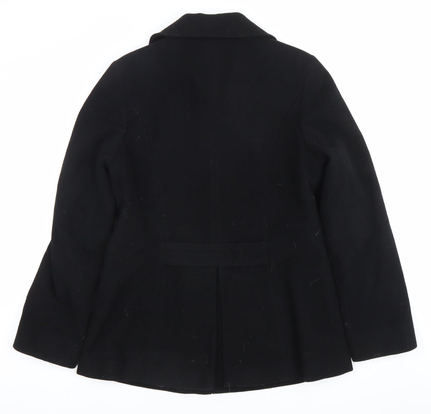 JFW Womens Black Wool Blend Mid-Length Overcoat Size 10