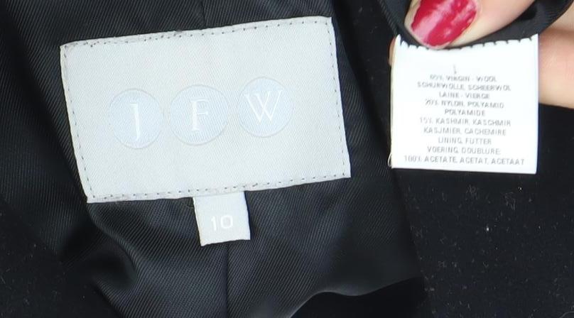 JFW Womens Black Wool Blend Mid-Length Overcoat Size 10