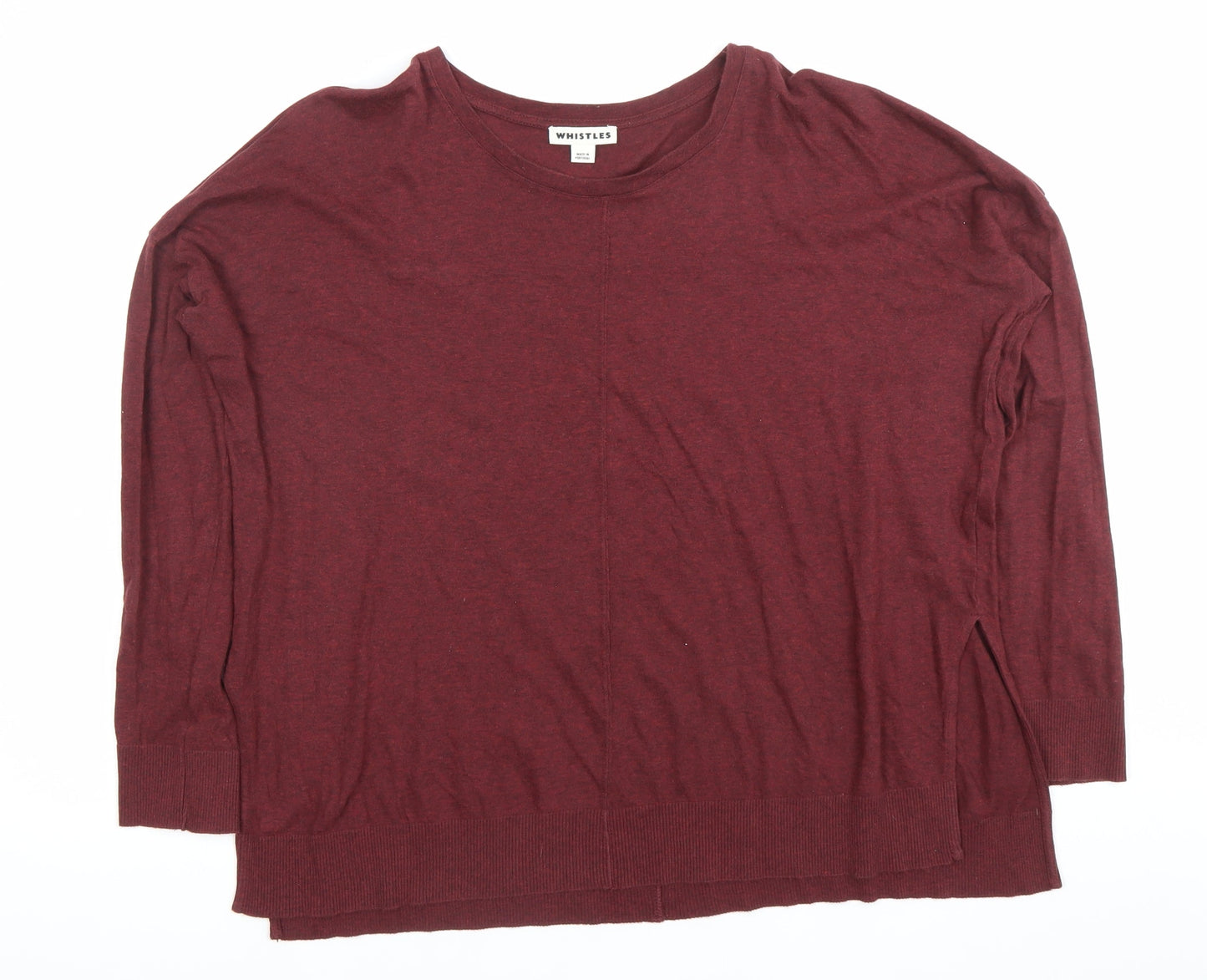 Whistles Women’s Red Linen Relaxed Fit 3/4 Sleeve T-Shirt UK 14
