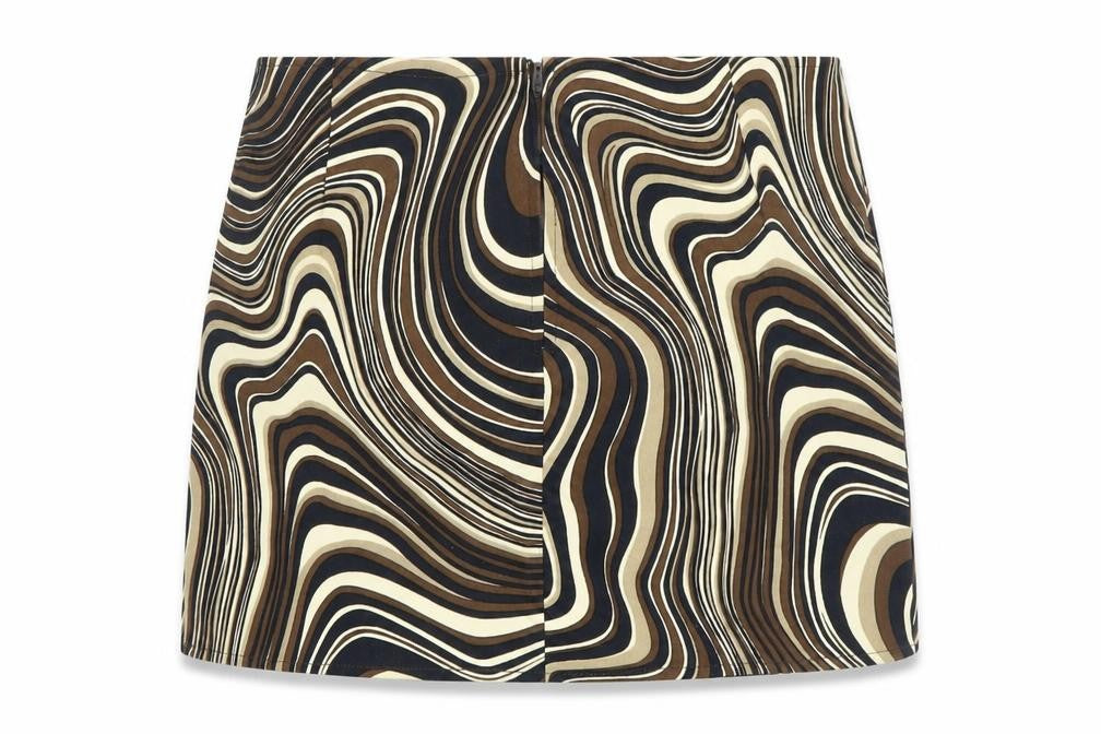 Motel Women’s Brown Geometric Retro Short Pencil Skirt S