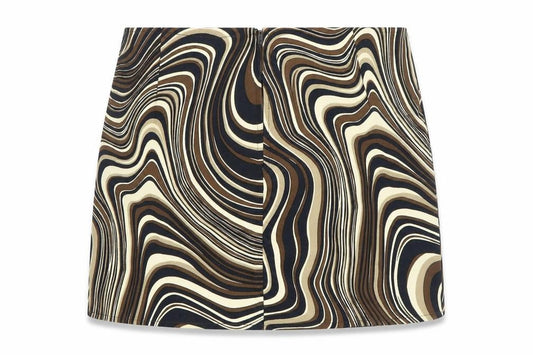 Motel Rocks Women’s Brown Geometric Retro Short Pencil Skirt S