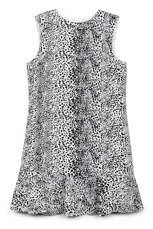 Oasis Womens Black White Animal Print Shift Dress Size 8 Sleeveless