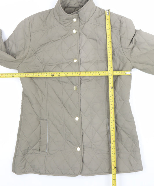 Marks and Spencer Womens Beige Quilted Jacket Size 8 Casual Mid-Length