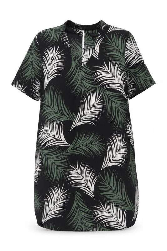 Dorothy Perkins Womens Black Tropical Leaf Blouse Size 14