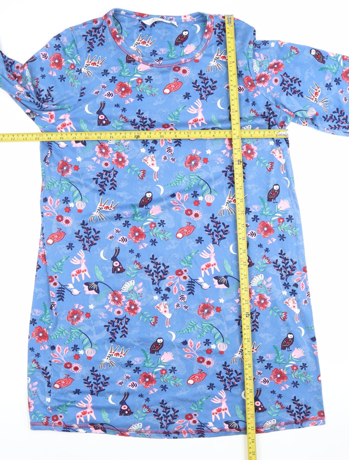 Isle Women’s Blue Floral Animal Print Shift Dress Size 10-12