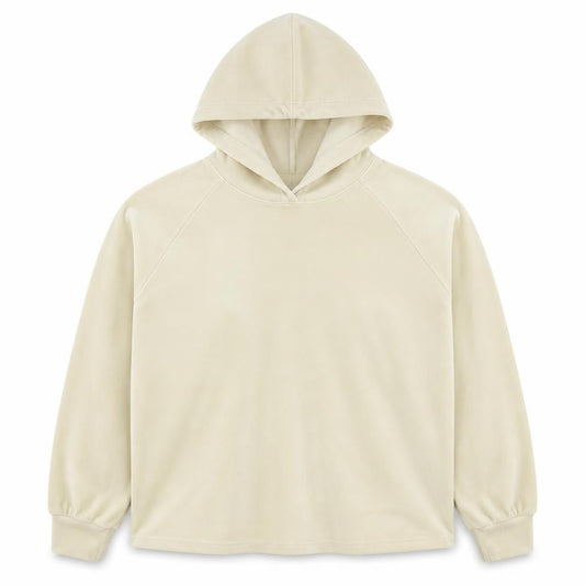 JCL Women’s Beige Velour Hoodie S/M Long Sleeve Pullover