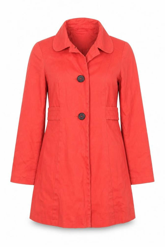 Oasis Womens Red XS Cotton Trench Coat Mid Length Jacket