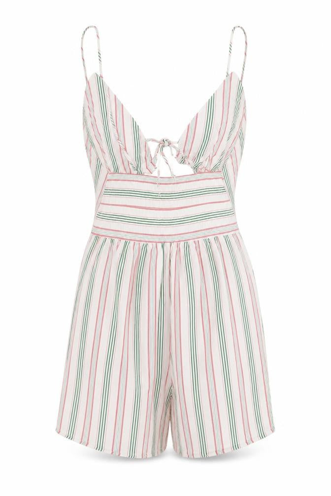 Bershka Womens Multicoloured Striped Playsuit Size 6 V-Neck Summer