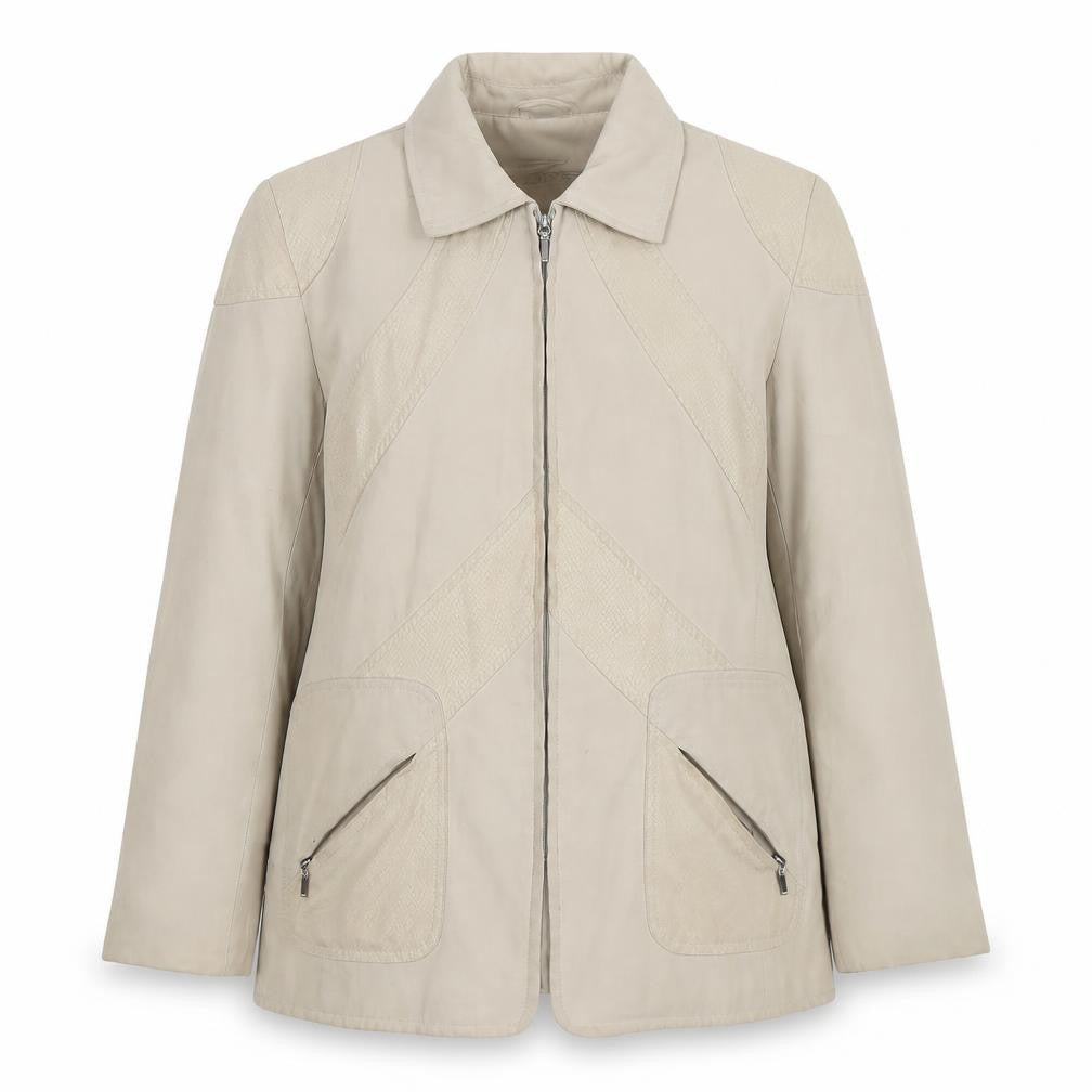 Finesse Womens Beige Size 10 Full Zip Mid-Length Jacket