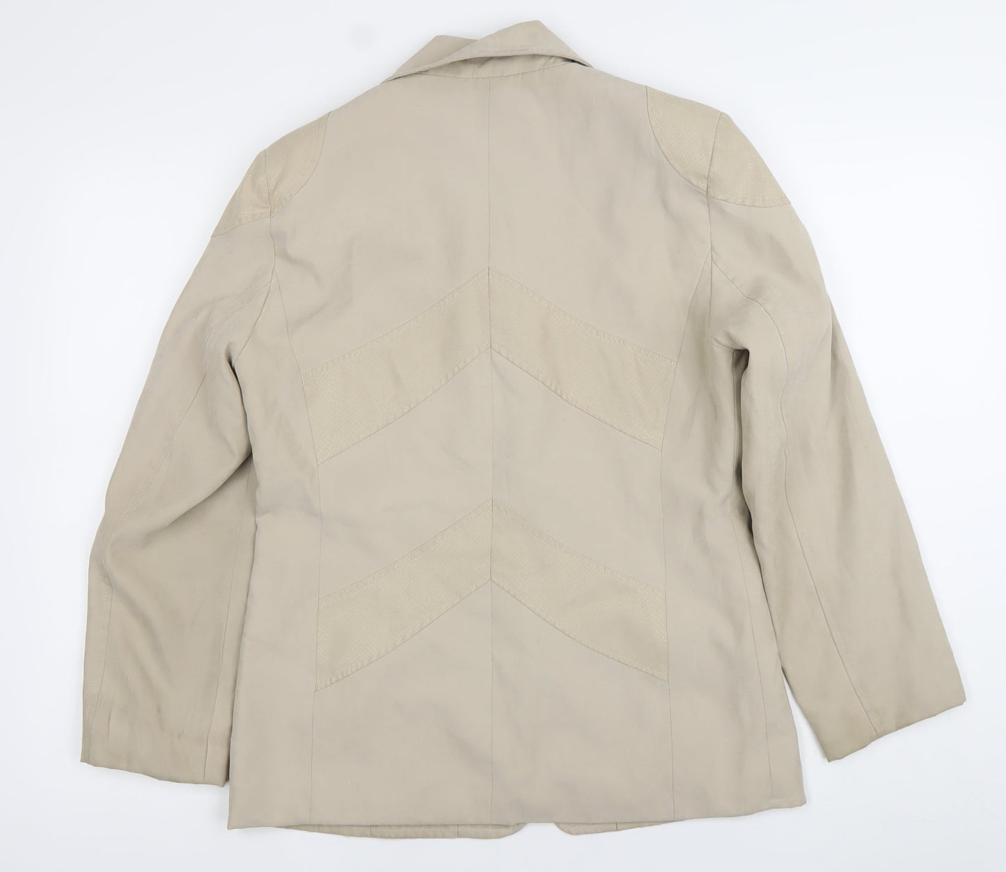 Finesse Womens Beige Size 10 Full Zip Mid-Length Jacket