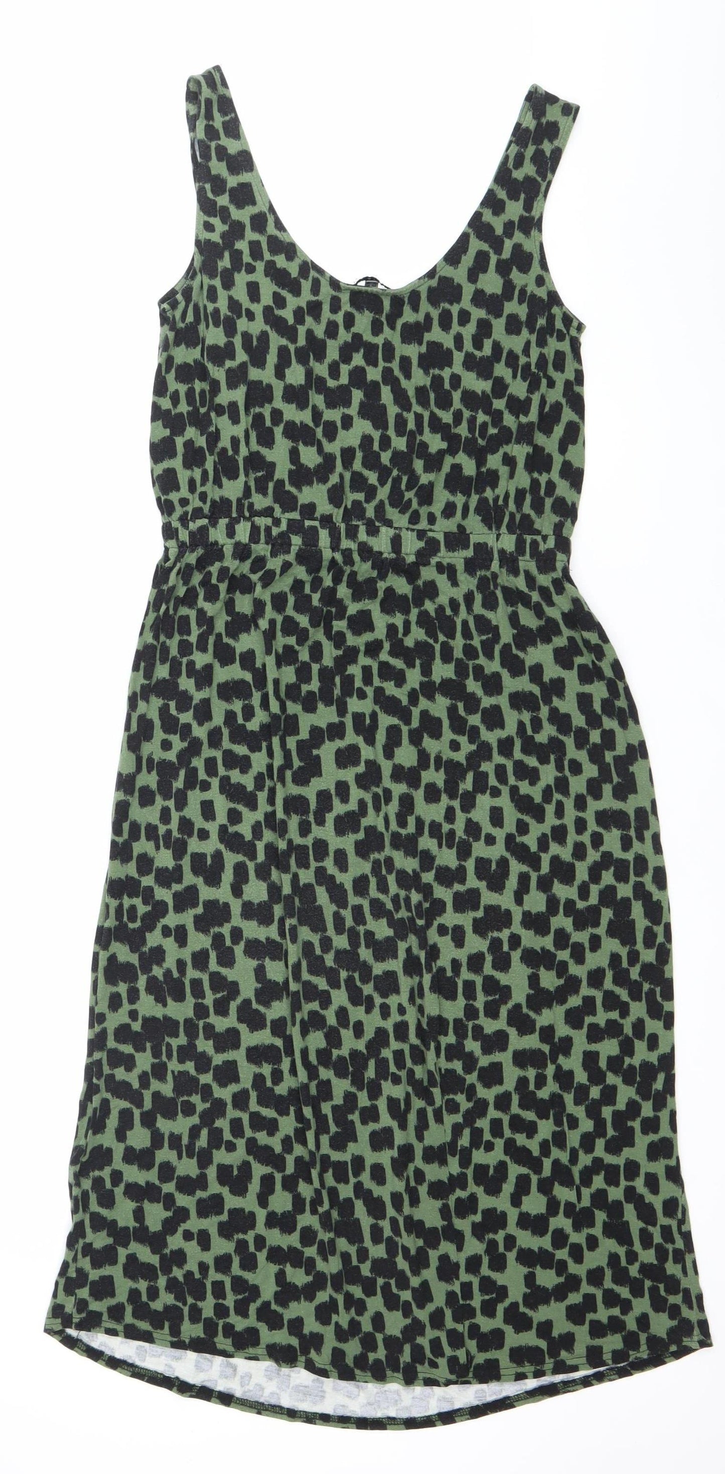Warehouse Womens Green Animal Print Bodycon Dress Size 12