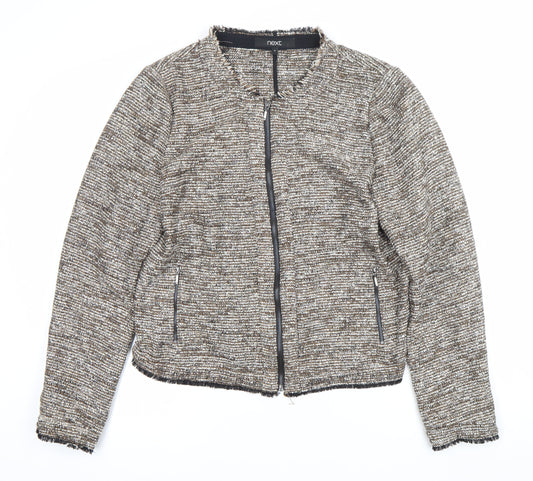 Next Women’s Brown Tweed Zip Jacket Size 16 Full Zip Classic