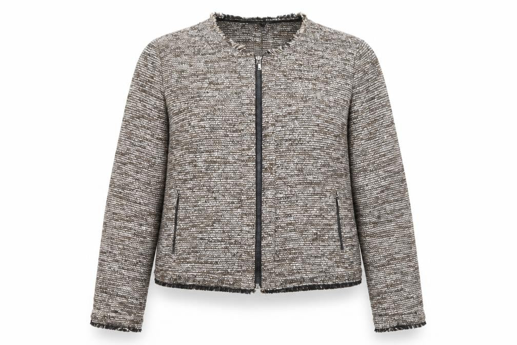 Next Women’s Brown Tweed Zip Jacket Size 16 Full Zip Classic