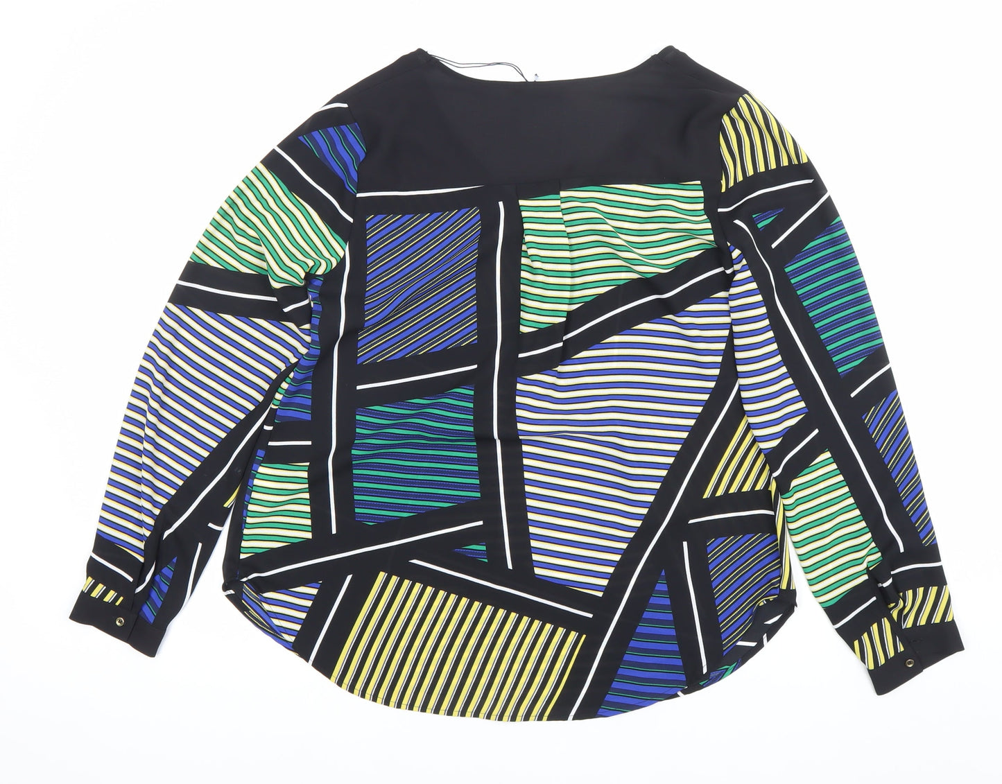 Marks and Spencer Womens Multicoloured Striped Blouse Size 8 V-Neck Tunic Long Sleeve