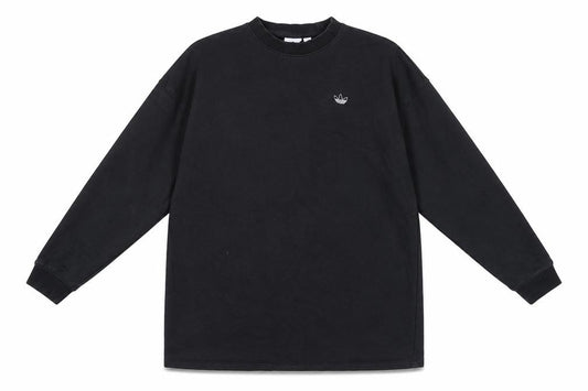 Adidas Women Black Size 8 Sweatshirt Crew Neck Rhinestone Logo