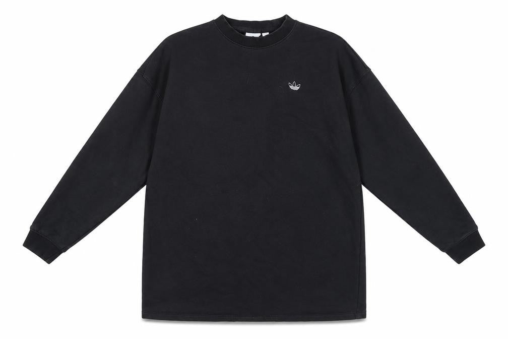 Adidas Women Black Size 8 Sweatshirt Crew Neck Rhinestone Logo