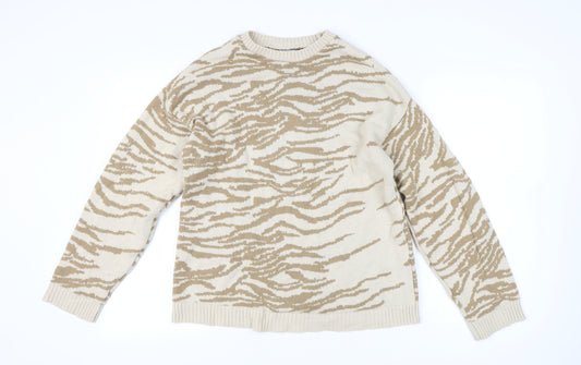 ASOS Women’s Beige Animal Print Jumper Size 10 Tall Acrylic Knit