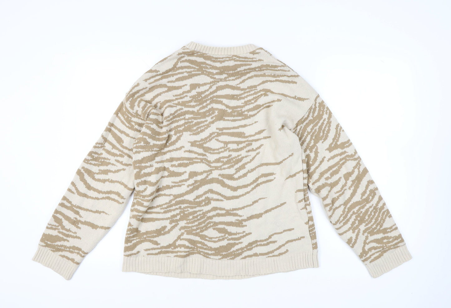 ASOS Women’s Beige Animal Print Jumper Size 10 Tall Acrylic Knit