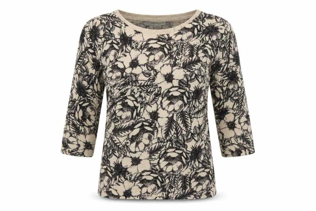 Monsoon Womens Beige Floral Knit Pullover Jumper Size 8