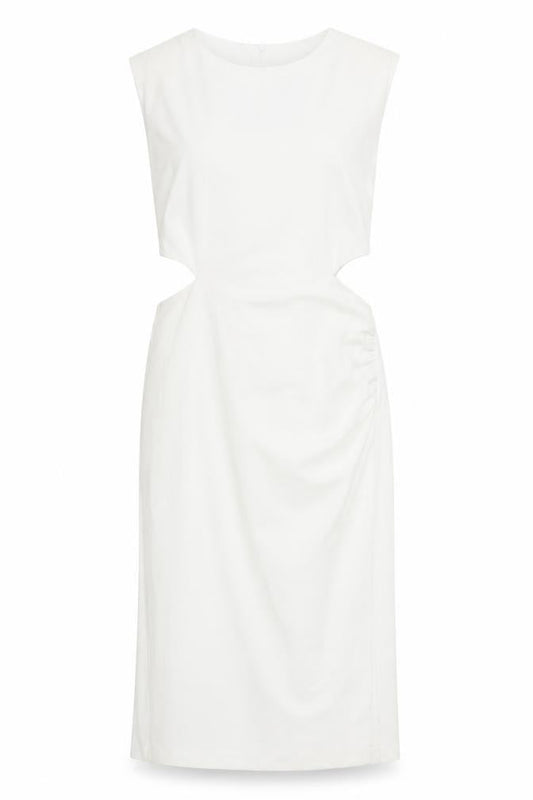 Zara Women White Midi Sheath Dress Size 14 Sleeveless Formal