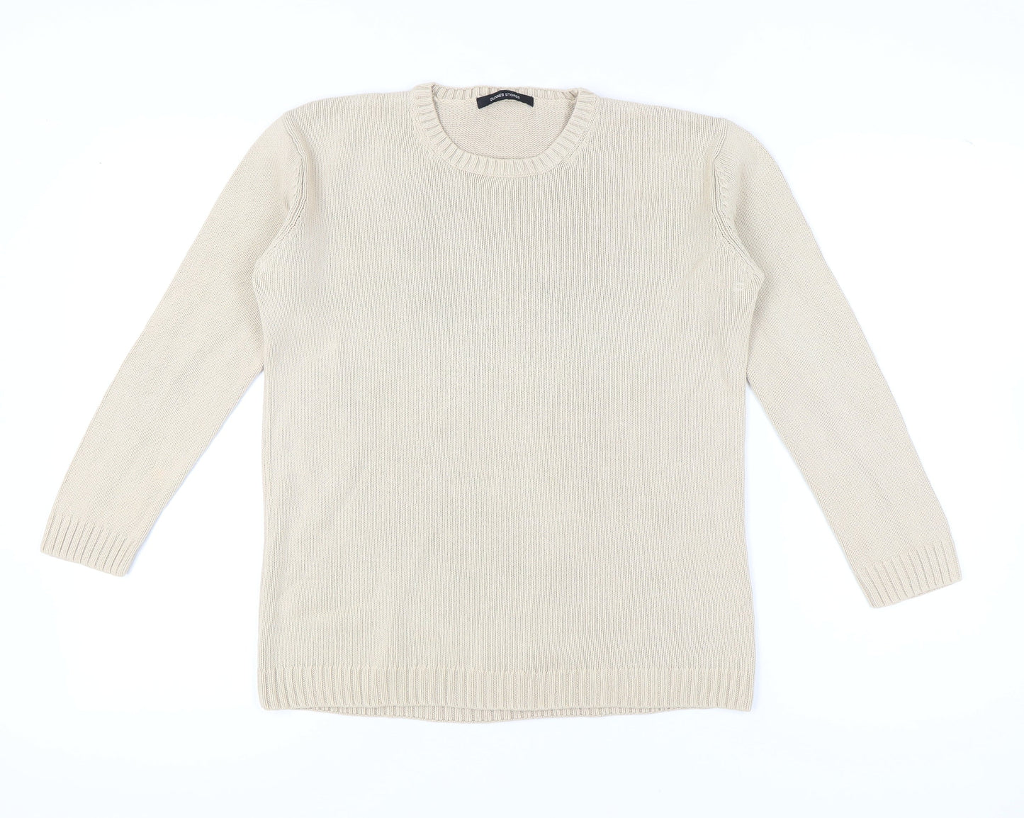Dunnes Stores Women Beige Cotton Jumper Crew Neck Size 10-12