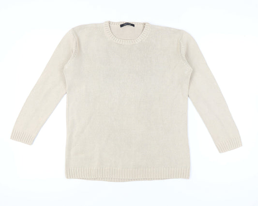 Dunnes Stores Women Beige Cotton Jumper Crew Neck Size 10-12