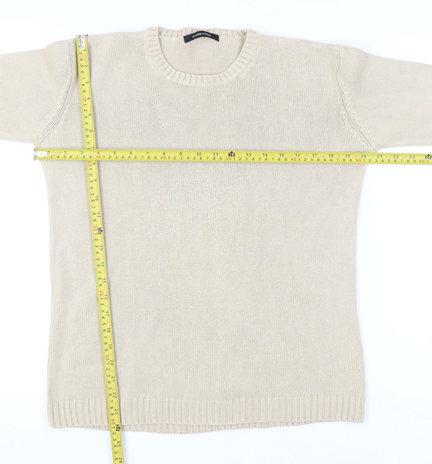Dunnes Stores Women Beige Cotton Jumper Crew Neck Size 10-12