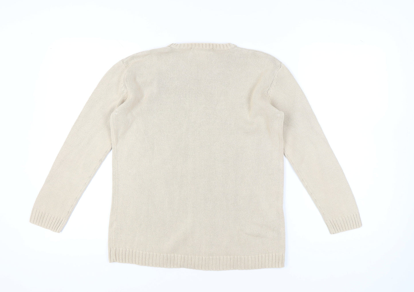 Dunnes Stores Women Beige Cotton Jumper Crew Neck Size 10-12