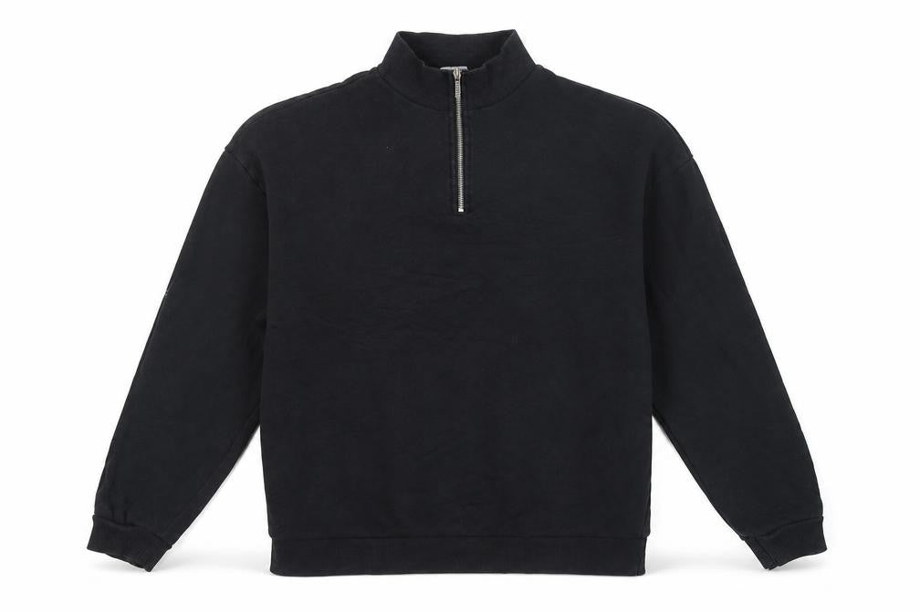 ASOS DESIGN Mens Black XL Sweatshirt 1/4 Zip Mock Neck Pullover