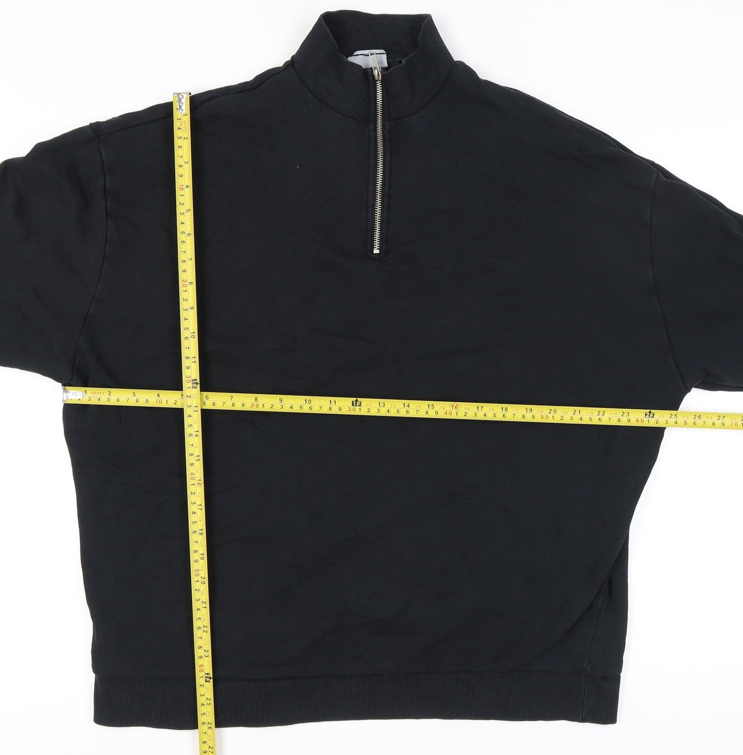 ASOS DESIGN Mens Black XL Sweatshirt 1/4 Zip Mock Neck Pullover