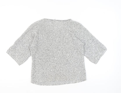 BASIC Womens Grey Chunky Knit Pullover Jumper XS 3/4 Sleeve