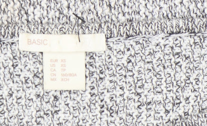 BASIC Womens Grey Chunky Knit Pullover Jumper XS 3/4 Sleeve