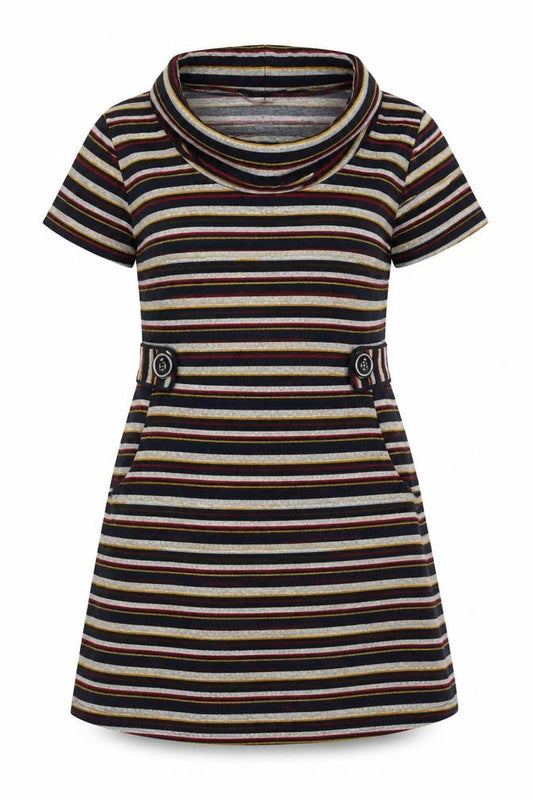 Apricot Women’s Multicoloured Stripe Shift Dress UK 14 Short Sleeve