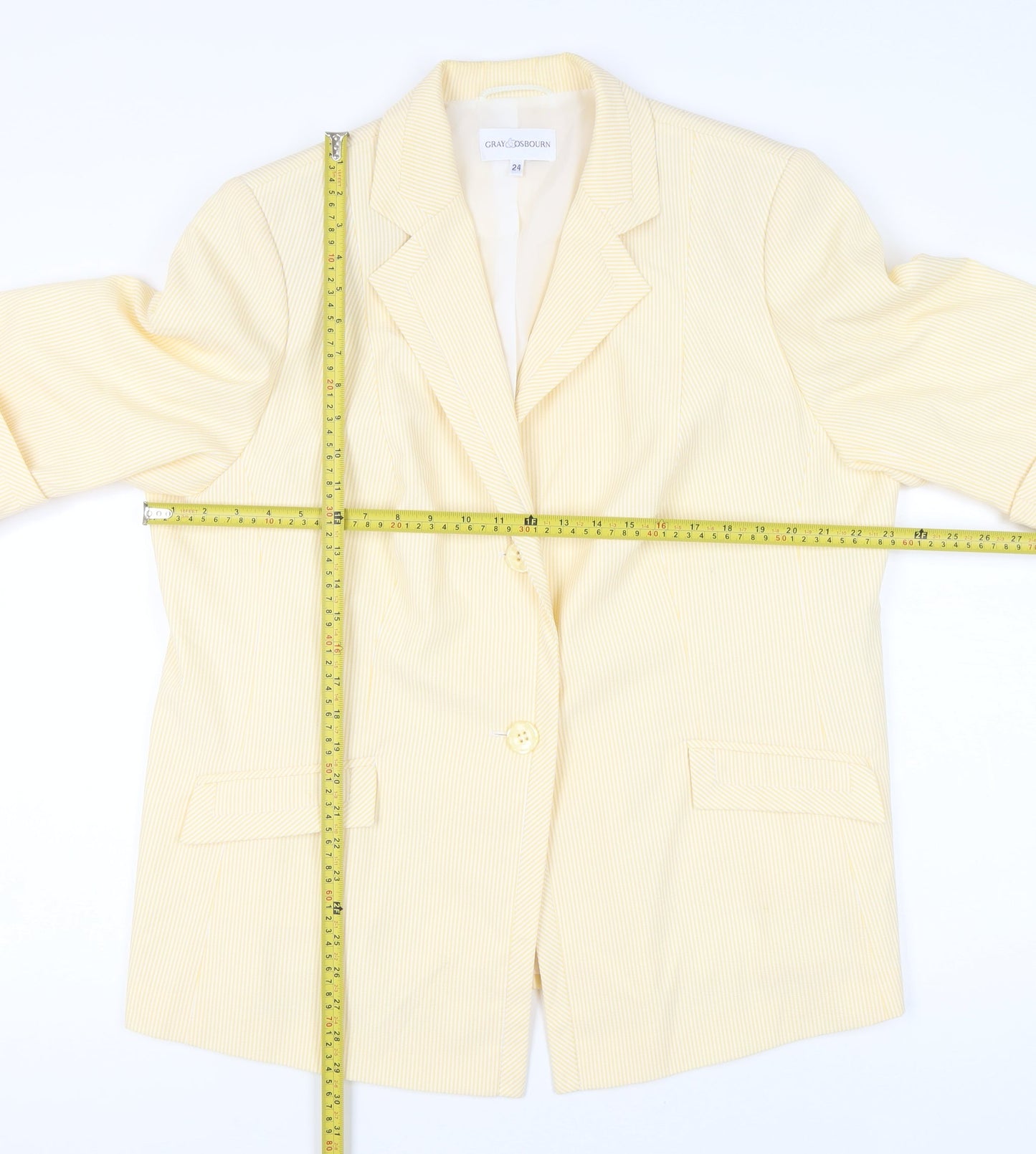Gray & Osbourn Women’s Yellow Pinstripe Blazer Jacket Size 24
