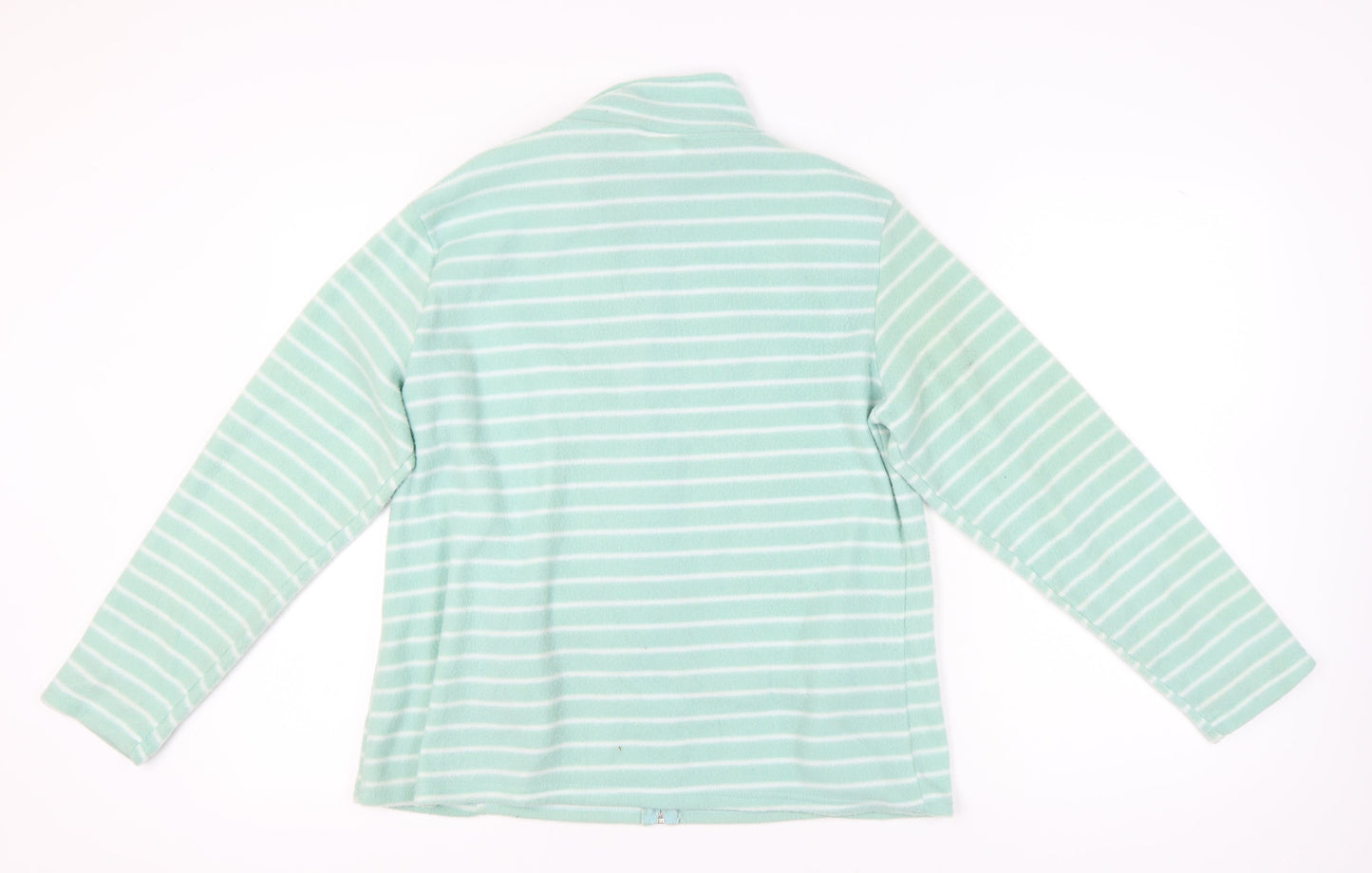 Anne de Lancay Women's Green Striped Fleece Jacket Size M
