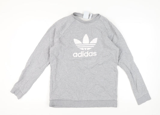 Adidas Men’s Grey Trefoil Crew Sweatshirt M Pullover Logo Sportswear