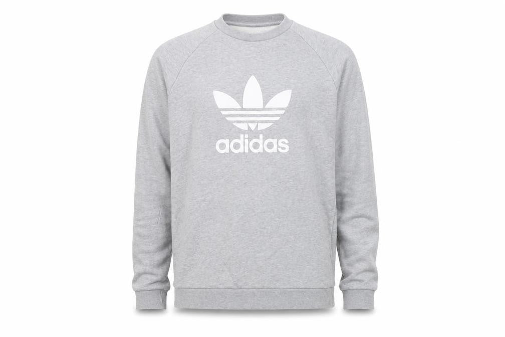Adidas Men’s Grey Trefoil Crew Sweatshirt M Pullover Logo Sportswear