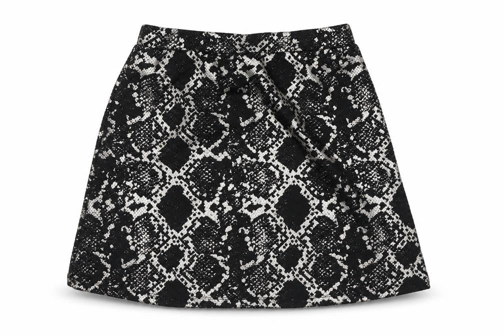 Tu Women Black Animal Print Suit Skirt Size 10 Workwear Stretch
