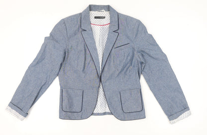Additional front view of Atmosphere women’s blue cotton blazer jacket uk 12 single breasted