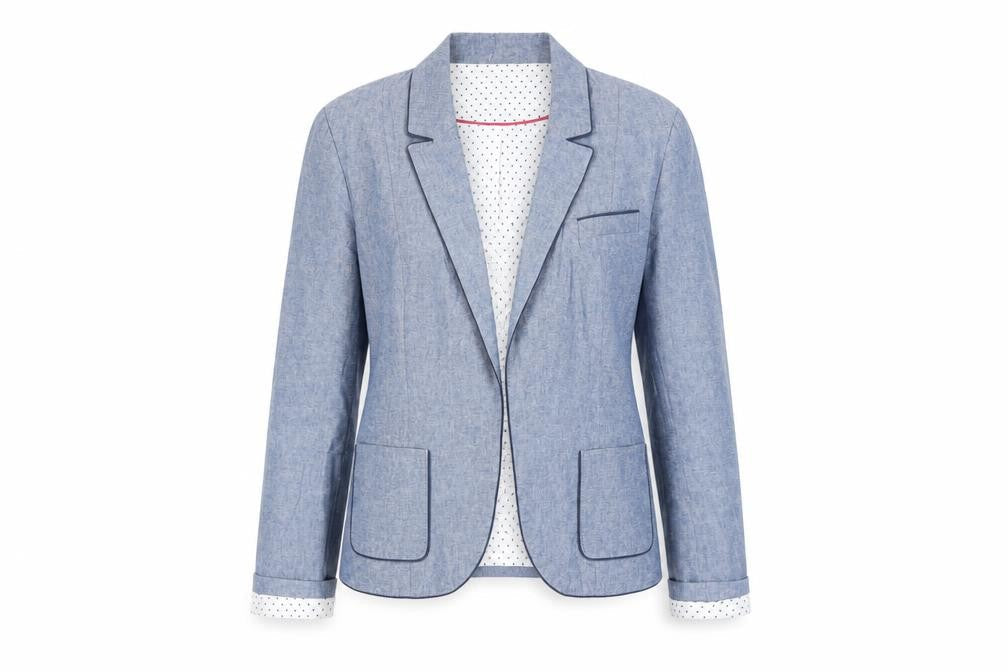 Atmosphere Womens Blue Cotton Blazer Jacket UK 12 Single Breasted