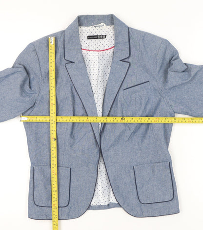 Back view of Atmosphere women’s blue cotton blazer jacket uk 12 single breasted