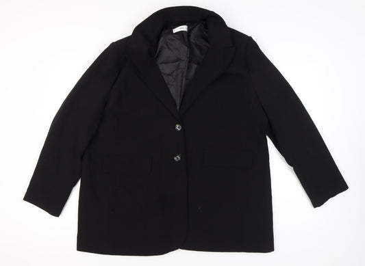 MNG Womens Black 2XL Single-Breasted Blazer Jacket Workwear