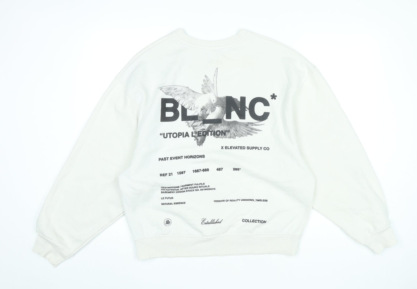 River Island Men's White Graphic Print Pullover Sweatshirt Size S