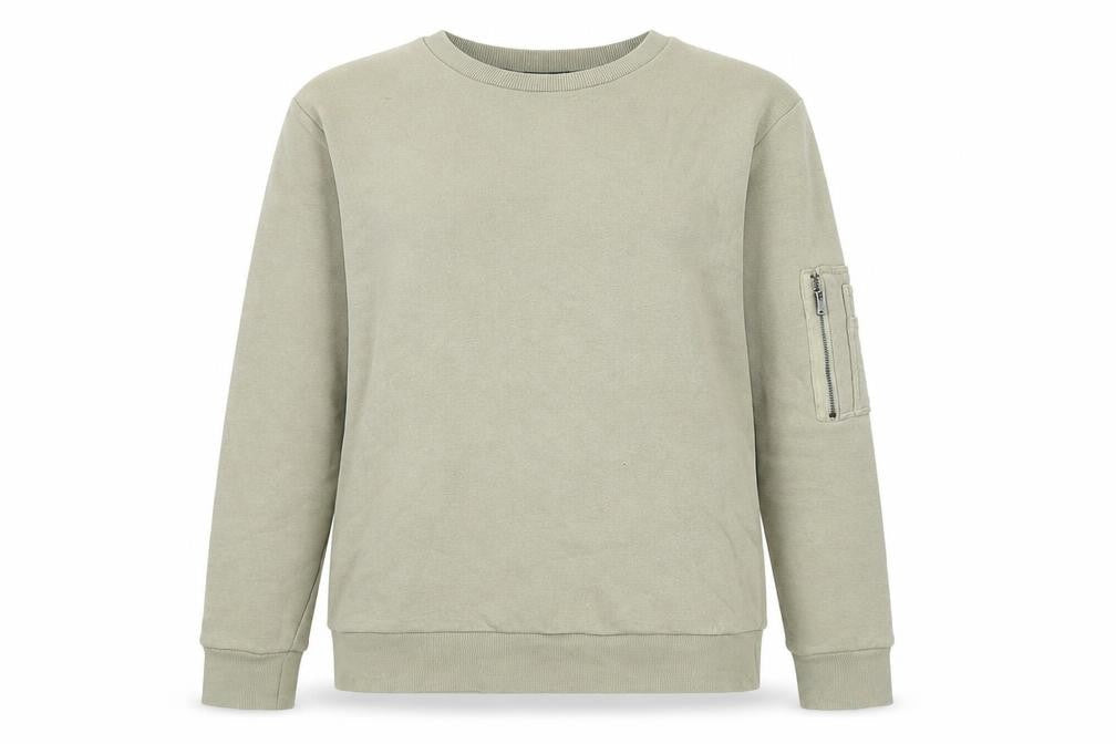 Brave Soul Women’s Beige Sweatshirt Small Cotton Blend Zip Pocket