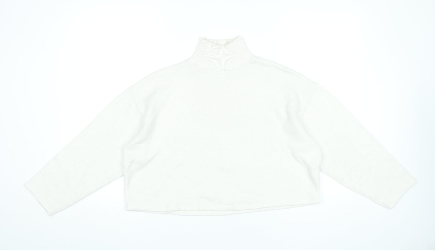 Zara Women’s Ivory Roll Neck Knit Jumper Size M Long Sleeve