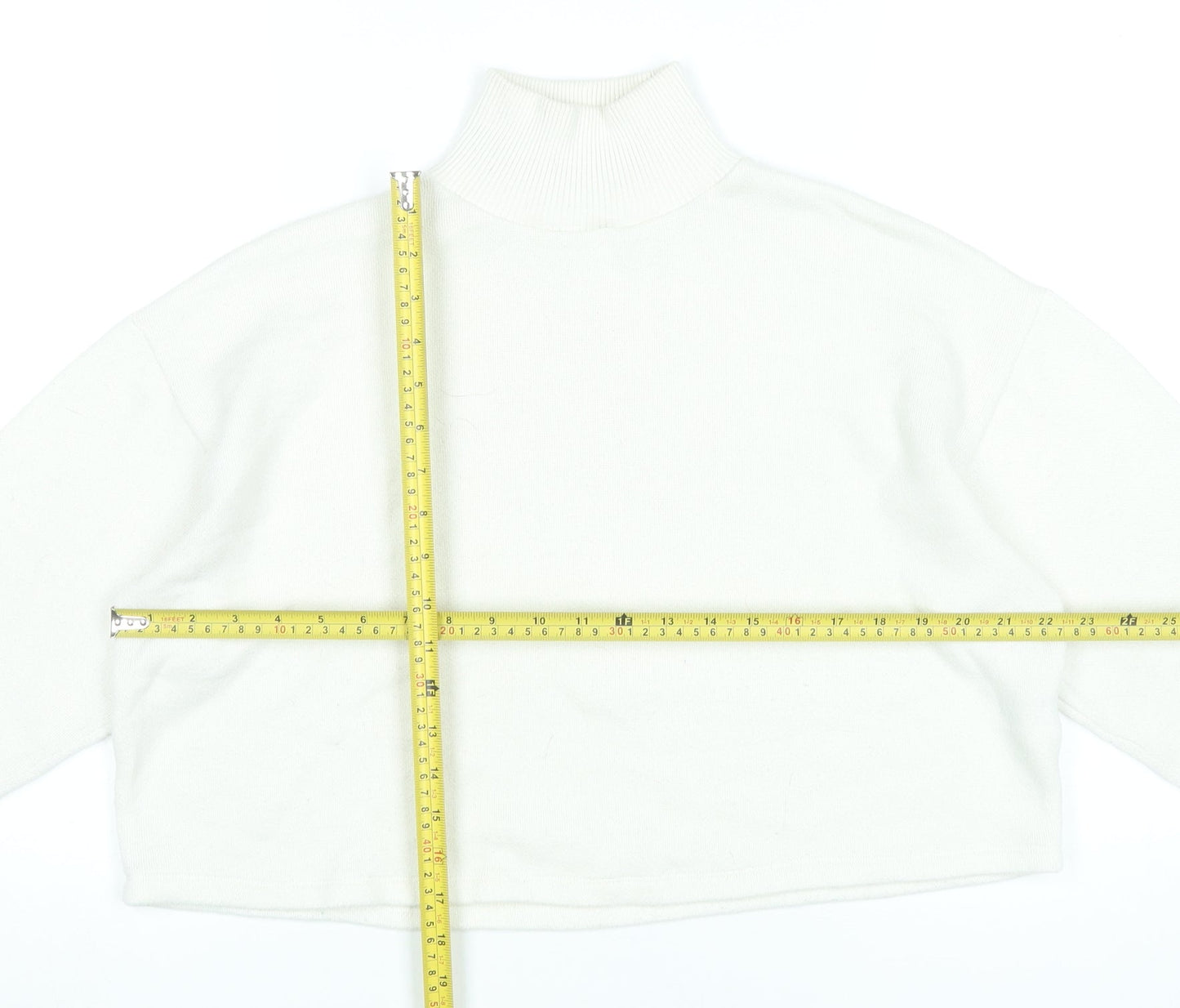 Zara Women’s Ivory Roll Neck Knit Jumper Size M Long Sleeve