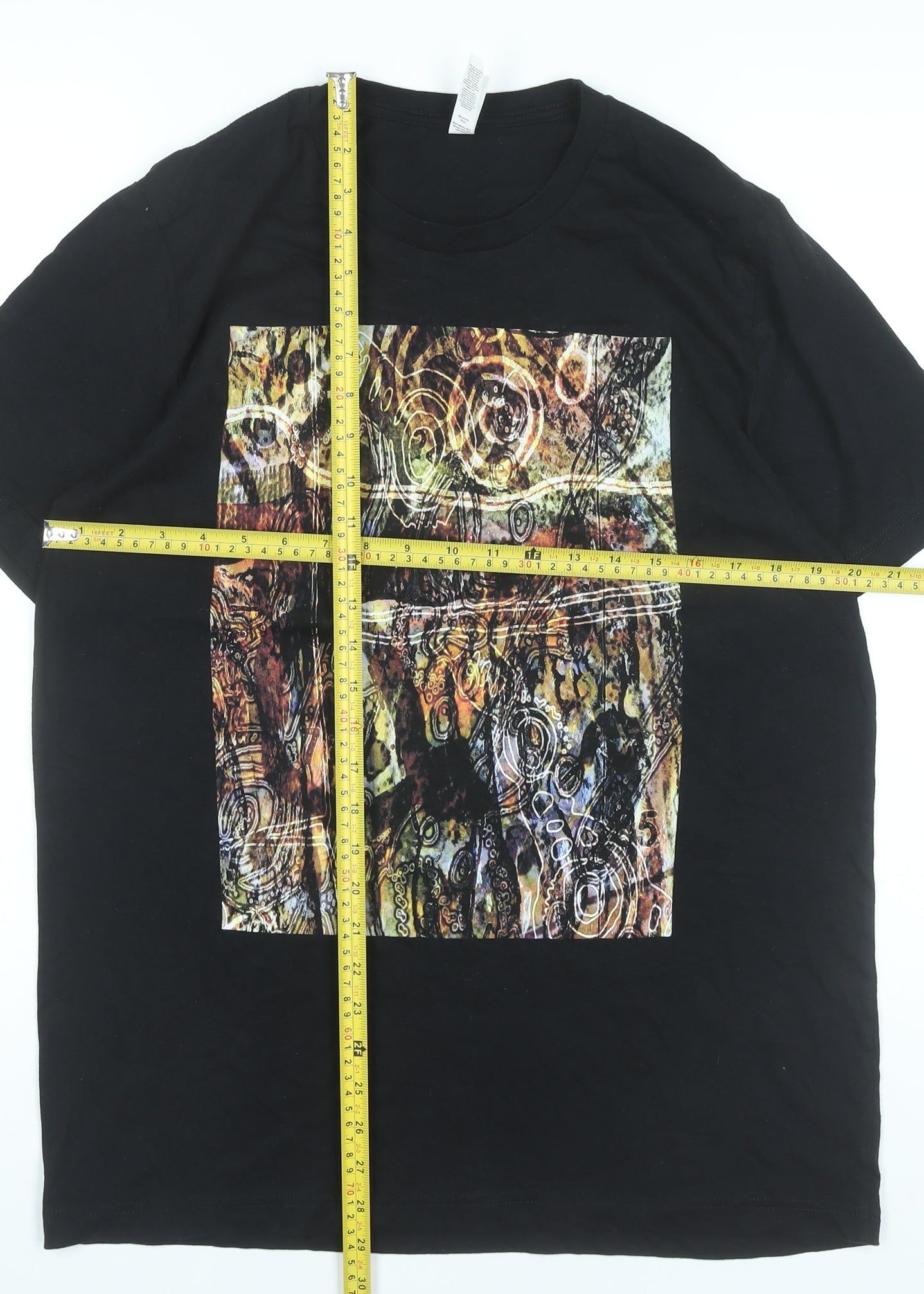 Bella Canvas Womens Black Art Print Graphic Cotton T-Shirt L