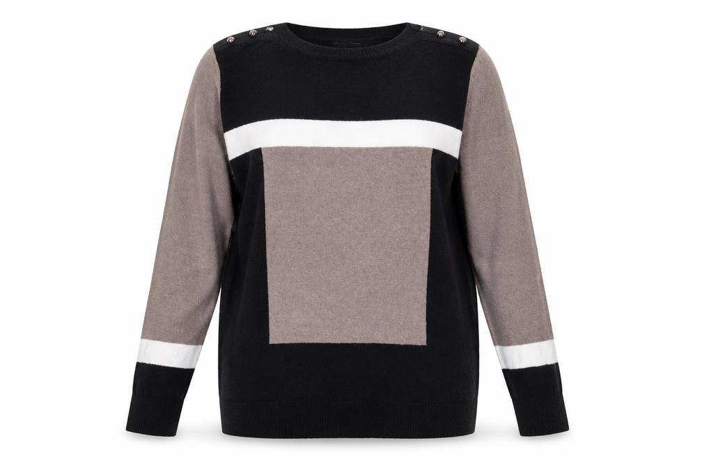 Wallis Women’s Black Grey White Pullover Jumper UK 12 Crew Neck