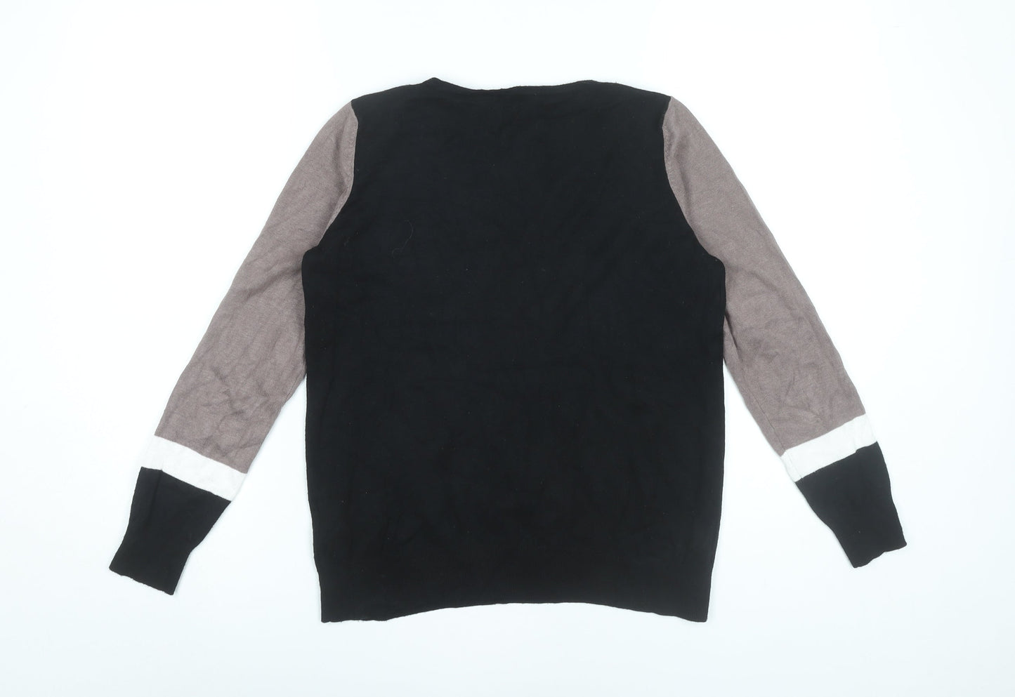 Wallis Women’s Black Grey White Pullover Jumper UK 12 Crew Neck