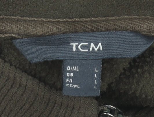 TCM Mens Brown Fleece 1/4 Zip Pullover Sweatshirt Size L